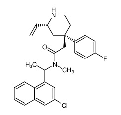 rel-N-(1-(3-chloronaphthalen-1-yl)ethyl)-2-((2R,4S)-4-(4-fluorophenyl)-2-vinylpiperidin-4-yl)-N-methylacetamide CAS:796111-36-9 manufacturer & supplier