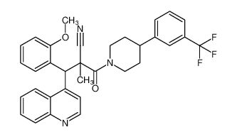 3-(2-methoxyphenyl)-2-methyl-3-(quinolin-4-yl)-2-(4-(3-(trifluoromethyl)phenyl)piperidine-1-carbonyl)propanenitrile CAS:796855-49-7 manufacturer & supplier