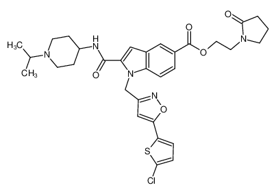 1-[5-(5-Chloro-thiophen-2-yl)-isoxazol-3-ylmethyl]-2-(1-isopropyl-piperidin-4-ylcarbamoyl)-1H-indole-5-carboxylic acid 2-(2-oxo-pyrrolidin-1-yl)-ethyl ester CAS:796989-70-3 manufacturer & supplier