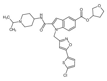 1-[5-(5-Chloro-thiophen-2-yl)-isoxazol-3-ylmethyl]-2-(1-isopropyl-piperidin-4-ylcarbamoyl)-1H-indole-5-carboxylic acid tetrahydro-furan-3-yl ester CAS:796989-72-5 manufacturer & supplier