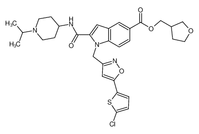 1-[5-(5-Chloro-thiophen-2-yl)-isoxazol-3-ylmethyl]-2-(1-isopropyl-piperidin-4-ylcarbamoyl)-1H-indole-5-carboxylic acid tetrahydro-furan-3-ylmethyl ester CAS:796989-82-7 manufacturer & supplier