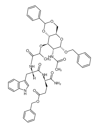 (R)-4-[(S)-2-[2-((4aR,6S,7R,8R,8aS)-7-Acetylamino-6-benzyloxy-2-phenyl-hexahydro-pyrano[3,2-d][1,3]dioxin-8-yloxy)-propionylamino]-3-(1H-indol-3-yl)-propionylamino]-4-carbamoyl-butyric acid benzyl ester CAS:79701-35-2 manufacturer & supplier