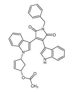 rel-(1R,4S)-4-(3-(1-benzyl-4-(1H-indol-3-yl)-2,5-dioxo-2,5-dihydro-1H-pyrrol-3-yl)-1H-indol-1-yl)cyclopent-2-en-1-yl acetate CAS:797056-06-5 manufacturer & supplier