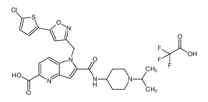 1-((5-(5-chlorothiophen-2-yl)isoxazol-3-yl)methyl)-2-((1-isopropylpiperidin-4-yl)carbamoyl)-1H-pyrrolo[3,2-b]pyridine-5-carboxylic acid compound with 2,2,2-trifluoroacetic acid (1:1) CAS:797060-46-9 manufacturer & supplier