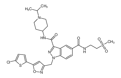 1-((5-(5-chlorothiophen-2-yl)isoxazol-3-yl)methyl)-N3-(1-isopropylpiperidin-4-yl)-N5-(2-(methylsulfonyl)ethyl)-1H-indazole-3,5-dicarboxamide CAS:797803-97-5 manufacturer & supplier