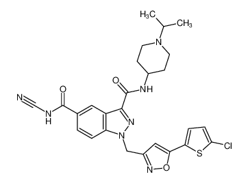 1-((5-(5-chlorothiophen-2-yl)isoxazol-3-yl)methyl)-N5-cyano-N3-(1-isopropylpiperidin-4-yl)-1H-indazole-3,5-dicarboxamide CAS:797804-35-4 manufacturer & supplier