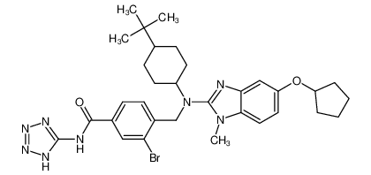 3-bromo-4-(((4-(tert-butyl)cyclohexyl)(5-(cyclopentyloxy)-1-methyl-1H-benzo[d]imidazol-2-yl)amino)methyl)-N-(1H-tetrazol-5-yl)benzamide CAS:798535-70-3 manufacturer & supplier