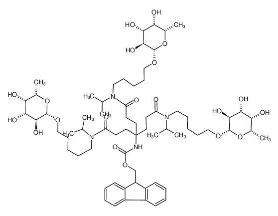 [3-{isopropyl-[5-(3,4,5-trihydroxy-6-methyl-tetrahydro-pyran-2-yloxy)-pentyl]-carbamoyl}-1,1-bis-(2-{isopropyl-[5-(3,4,5-trihydroxy-6-methyl-tetrahydro-pyran-2-yloxy)-pentyl]-carbamoyl}-ethyl)-propyl]-carbamic acid 9H-fluoren-9-ylmethyl este