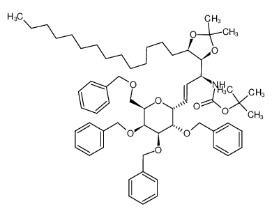 [(E)-(S)-1-((4S,5R)-2,2-Dimethyl-5-tetradecyl-[1,3]dioxolan-4-yl)-3-((2R,3S,4R,5S,6R)-3,4,5-tris-benzyloxy-6-benzyloxymethyl-tetrahydro-pyran-2-yl)-allyl]-carbamic acid tert-butyl ester CAS:799268-03-4 manufacturer & supplier