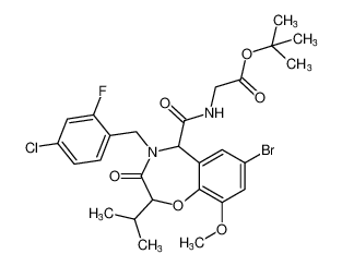 tert-butyl (7-bromo-4-(4-chloro-2-fluorobenzyl)-2-isopropyl-9-methoxy-3-oxo-2,3,4,5-tetrahydrobenzo[f][1,4]oxazepine-5-carbonyl)glycinate CAS:799282-74-9 manufacturer & supplier