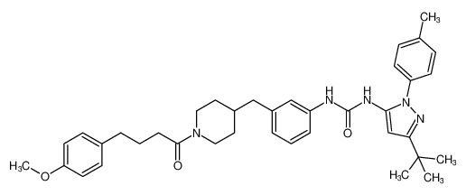 Piperidine,4-[[3-[[[[3-(1,1-dimethylethyl)-1-(4-methylphenyl)-1H-pyrazol-5-yl]amino]carbonyl]amino]phenyl]methyl]-1-[4-(4-methoxyphenyl)-1-oxobutyl]- CAS:799285-06-6 manufacturer & supplier