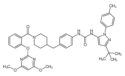 1-(3-(tert-butyl)-1-(p-tolyl)-1H-pyrazol-5-yl)-3-(4-((1-(2-((4,6-dimethoxypyrimidin-2-yl)oxy)benzoyl)piperidin-4-yl)methyl)phenyl)urea CAS:799286-50-3 manufacturer & supplier