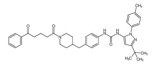 Piperidine,4-[[4-[[[[3-(1,1-dimethylethyl)-1-(4-methylphenyl)-1H-pyrazol-5-yl]amino]carbonyl]amino]phenyl]methyl]-1-(1,5-dioxo-5-phenylpentyl)- CAS:799287-38-0 manufacturer & supplier