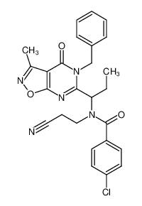 (+-)-N-[1-(5-Benzyl-3-methyl-4-oxo-4,5-dihydro-isoxazolo[5,4-d]pyrimidin-6-yl)-propyl]-4-chloro-N-(2-cyano-ethyl)-benzamide CAS:799294-96-5 manufacturer & supplier