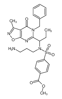 (+-)-4-{(3-Amino-propyl)-[1-(5-benzyl-3-methyl-4-oxo-4,5-dihydro-isoxazolo[5,4-d]pyrimidin-6-yl)-propyl]-sulfamoyl}-benzoic acid methyl ester CAS:799295-75-3 manufacturer & supplier