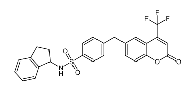 N-(2,3-dihydro-1H-inden-1-yl)-4-((2-oxo-4-(trifluoromethyl)-2H-chromen-6-yl)methyl)benzenesulfonamide_799299-79-9