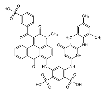 4-((6-(mesitylamino)-4-oxo-1,4-dihydro-1,3,5-triazin-2-yl)amino)-6-((3-methyl-2,7-dioxo-1-(3-sulfobenzoyl)-2,7-dihydro-3H-naphtho[1,2,3-de]quinolin-6-yl)amino)benzene-1,3-disulfonic acid CAS:799767-46-7 manufacturer & supplier