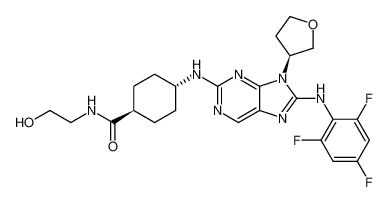 (1S,4r)-N-(2-hydroxyethyl)-4-((9-((S)-tetrahydrofuran-3-yl)-8-((2,4,6-trifluorophenyl)amino)-9H-purin-2-yl)amino)cyclohexane-1-carboxamide CAS:899803-97-5 manufacturer & supplier