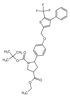 5-[4-(4-Phenyl-5-trifluoromethyl-thiophen-2-ylmethoxy)-phenyl]-pyrrolidine-1,3-dicarboxylic acid 1-tert-butyl ester 3-ethyl ester CAS:899808-35-6 manufacturer & supplier