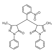 5-Methyl-4-[(3-methyl-1-phenyl-5-thioxo-4,5-dihydro-1H-pyrazol-4-yl)-(2-nitro-phenyl)-methyl]-2-phenyl-2,4-dihydro-pyrazol-3-one CAS:96128-60-8 manufacturer & supplier