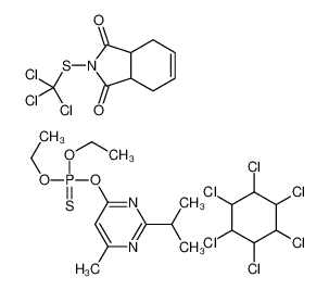 diethoxy-(6-methyl-2-propan-2-ylpyrimidin-4-yl)oxy-sulfanylidene-λ(sup)5(/sup)-phosphane,1,2,3,4,5,6-hexachlorocyclohexane,2-(trichloromethylsulfanyl)-3a,4,7,7a-tetrahydroisoindole-1,3-dione CAS:96383-22-1 manufacturer & supplier