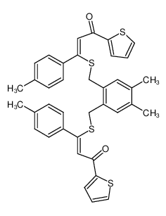 (E)-3-[4,5-Dimethyl-2-((E)-3-oxo-3-thiophen-2-yl-1-p-tolyl-propenylsulfanylmethyl)-benzylsulfanyl]-1-thiophen-2-yl-3-p-tolyl-propenone CAS:96563-44-9 manufacturer & supplier