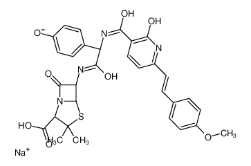 sodium,(2S,5R,6R)-6-[[(2S)-2-(4-hydroxyphenyl)-2-[[6-[(E)-2-(4-methoxyphenyl)ethenyl]-2-oxo-1H-pyridine-3-carbonyl]amino]acetyl]amino]-3,3-dimethyl-7-oxo-4-thia-1-azabicyclo[3.2.0]heptane-2-carboxylate CAS:96593-41-8 manufacturer & supplier