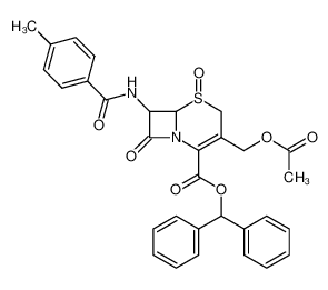 3-Acetoxymethyl-7-(4-methyl-benzoylamino)-5,8-dioxo-5λ4-thia-1-aza-bicyclo[4.2.0]oct-2-ene-2-carboxylic acid benzhydryl ester CAS:96828-79-4 manufacturer & supplier