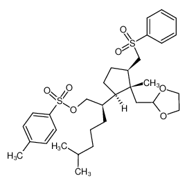 (-)-(1(S)-methyl-2(S)-((phenylsulfonyl)methyl)-5(R)-(1(S)-((tosyloxy)methyl)-5-methylhexyl)cyclopentyl)acetaldehyde ethylene acetal CAS:96843-42-4 manufacturer & supplier