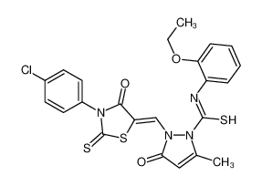 2-[(Z)-[3-(4-chlorophenyl)-4-oxo-2-sulfanylidene-1,3-thiazolidin-5-ylidene]methyl]-N-(2-ethoxyphenyl)-5-methyl-3-oxopyrazole-1-carbothioamide CAS:96911-71-6 manufacturer & supplier