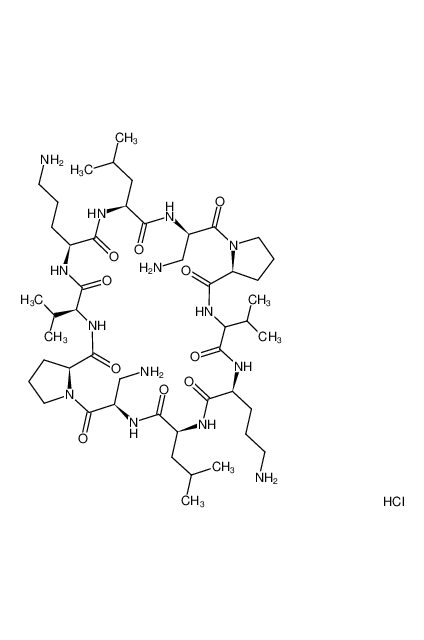 (3R,6S,9S,12S,15S,21R,24S,27S,33S)-3,21-Bis-aminomethyl-9,27-bis-(3-amino-propyl)-6,24-diisobutyl-12,30-diisopropyl-1,4,7,10,13,19,22,25,28,31-decaaza-tricyclo[31.3.0.015,19]hexatriacontane-2,5,8,11,14,20,23,26,29,32-decaone; hydrochloride C