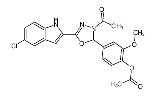 5-Chlor-2-(3-acetyl-2,3-dihydro-2-(4-acetoxy-3-methoxy-phenyl)-1,3,4-oxadiazol-5-yl)-indol CAS:97132-71-3 manufacturer & supplier