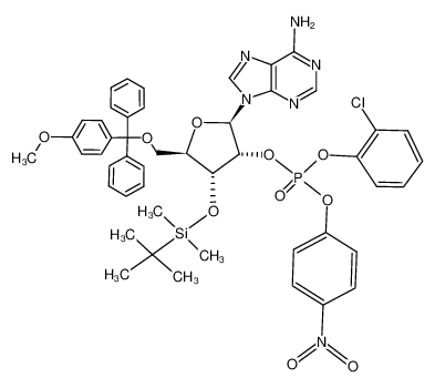 Phosphoric acid (2R,3R,4R,5R)-2-(6-amino-purin-9-yl)-4-(tert-butyl-dimethyl-silanyloxy)-5-[(4-methoxy-phenyl)-diphenyl-methoxymethyl]-tetrahydro-furan-3-yl ester 2-chloro-phenyl ester 4-nitro-phenyl ester CAS:97205-04-4 manufacturer & suppli