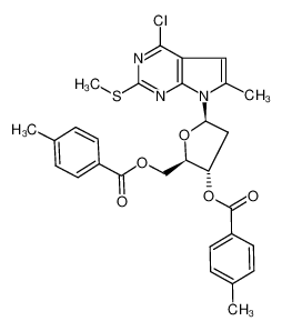 4-chloro-6-methyl-2-(methylthio)-7-(2-deoxy-3,5-di-O-p-toluoyl-β-D-erythro-pentofuranosyl)pyrrolo(2,3-d)pyrimidine CAS:97337-21-8 manufacturer & supplier