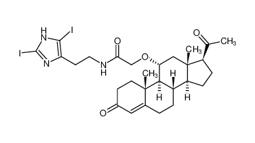 2-(((8S,9S,10R,11R,13S,14S,17S)-17-acetyl-10,13-dimethyl-3-oxo-2,3,6,7,8,9,10,11,12,13,14,15,16,17-tetradecahydro-1H-cyclopenta[a]phenanthren-11-yl)oxy)-N-(2-(2,5-diiodo-1H-imidazol-4-yl)ethyl)acetamide CAS:97412-28-7 manufacturer & supplier