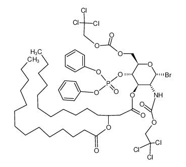 (R)-3-Tetradecanoyloxy-tetradecanoic acid (2R,3R,4R,5S,6R)-2-bromo-5-(diphenoxy-phosphoryloxy)-3-(2,2,2-trichloro-ethoxycarbonylamino)-6-(2,2,2-trichloro-ethoxycarbonyloxymethyl)-tetrahydro-pyran-4-yl ester CAS:97562-29-3 manufacturer & supp