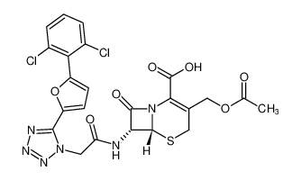 (6R,7R)-3-(acetoxymethyl)-7-(2-(5-(5-(2,6-dichlorophenyl)furan-2-yl)-1H-tetrazol-1-yl)acetamido)-8-oxo-5-thia-1-azabicyclo[4.2.0]oct-2-ene-2-carboxylic acid CAS:97712-98-6 manufacturer & supplier