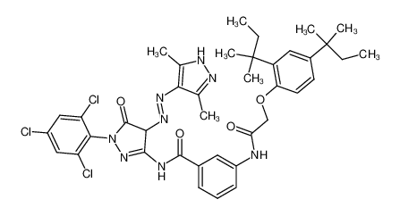 4-{2-[2,4-bis-(1,1-dimethyl-propyl)-phenoxy]-acetylamino}-N-[4-(3,5-dimethyl-1(2)H-pyrazol-3-ylhydrazono)-5-oxo-1-(2,4,6-trichloro-phenyl)-4,5-dihydro-1H-pyrazol-3-yl]-benzamide CAS:97735-64-3 manufacturer & supplier