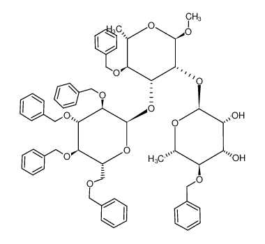 (2S,3R,4S,5R,6S)-5-Benzyloxy-2-[(2R,3R,4R,5S,6S)-5-benzyloxy-2-methoxy-6-methyl-4-((2R,3R,4S,5R,6R)-3,4,5-tris-benzyloxy-6-benzyloxymethyl-tetrahydro-pyran-2-yloxy)-tetrahydro-pyran-3-yloxy]-6-methyl-tetrahydro-pyran-3,4-diol CAS:97776-80-2