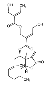 (E)-2-Hydroxymethyl-but-2-enoic acid (E)-2-((6E,10E)-(3aR,4R,11aR)-6,10-dimethyl-3-methylene-2-oxo-2,3,3a,4,5,8,9,11a-octahydro-cyclodeca[b]furan-4-yloxycarbonyl)-4-hydroxy-but-2-enyl ester CAS:97906-54-2 manufacturer & supplier