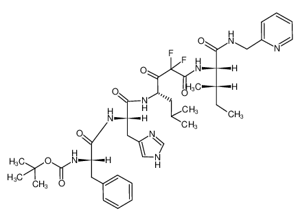 {(S)-1-[(S)-1-[(S)-1-(2,2-Difluoro-2-{(1S,2S)-2-methyl-1-[(pyridin-2-ylmethyl)-carbamoyl]-butylcarbamoyl}-acetyl)-3-methyl-butylcarbamoyl]-2-(1H-imidazol-4-yl)-ethylcarbamoyl]-2-phenyl-ethyl}-carbamic acid tert-butyl ester CAS:97920-14-4 man