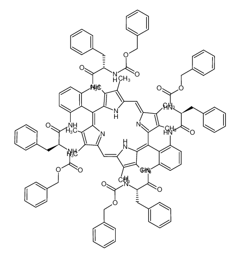 tetrabenzyl ((2S,2'S,2'S,2''S)-(((2,3,7,8,12,13,17,18-octamethylporphyrin-5,15-diyl)bis(benzene-2,1,3-triyl))tetrakis(azanediyl))tetrakis(1-oxo-3-phenylpropane-1,2-diyl))tetracarbamate CAS:98229-29-9 manufacturer & supplier