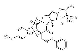 rac-(2R,2'S,4'R,5R,6a'R,10a'R)-4'-((benzyloxy)methyl)-2'-(4-methoxyphenyl)-4,4,5,12'-tetramethyl-4,5,6a',7'-tetrahydro-3H,10'H-spiro[furan-2,8'-[4,10a](epiminomethano)cyclopenta[4,5]pyrrolo[2,1-d][1,3,5]dithiazepine]-3,5',11'(4'H)-trione CAS