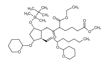 2-(2-{(1R,2R,3R,5S)-5-(tert-Butyl-dimethyl-silanyloxy)-3-(tetrahydro-pyran-2-yloxy)-2-[(E)-(S)-3-(tetrahydro-pyran-2-yloxy)-oct-1-enyl]-cyclopentyl}-acetyl)-hexanedioic acid 1-ethyl ester 6-methyl ester CAS:98582-19-5 manufacturer & supplier