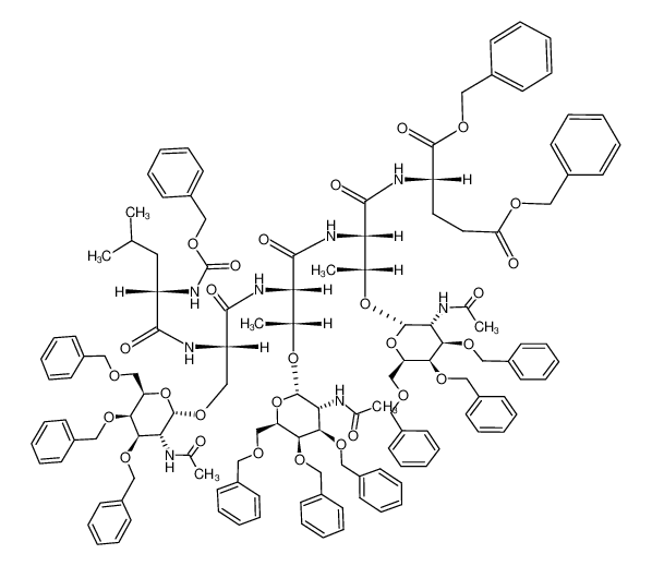 N-(benzyloxycarbonyl)-L-leucyl-O-(2-acetamido-2-desoxy-3,4,6-tri-O-benzyl-α-D-galactopyranosyl)-L-seryl-O-(2-acetamido-2-desoxy-3,4,6-tri-O-benzyl-α-D-galactopyranosyl)-L-threonyl-O-(2-acetamido-2-desoxy-3,4,6-tri-O-benzyl-α-D-galactopyra