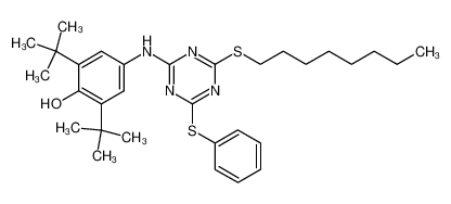 2,6-di-tert-butyl-4-(4-octylsulfanyl-6-phenylsulfanyl-[1,3,5]triazin-2-ylamino)-phenol CAS:991-31-1 manufacturer & supplier