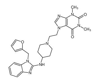 7-(2-(4-((1-(furan-2-ylmethyl)-1H-benzo[d]imidazol-2-yl)amino)piperidin-1-yl)ethyl)-1,3-dimethyl-3,7-dihydro-1H-purine-2,6-dione CAS:99157-05-8 manufacturer & supplier