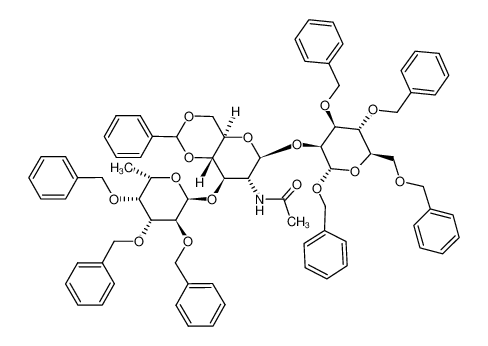 benzyl 2-O-(2-acetamido-4,6-O-benzylidene-2-deoxy-3-O-(2,3,4-tri-O-benzyl-α-L-fucofuranosyl)-β-D-glucopyranosyl)-3,4,6-tri-O-benzyl-α-D-mannopyranoside CAS:99409-37-7 manufacturer & supplier