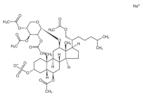 sodium (3R,5R,6R,8R,9S,10R,12R,13S,14S,17R)-6-acetoxy-17-((R)-1-acetoxy-6-methylheptan-2-yl)-10,13-dimethyl-12-(((2S,3R,4S,5R)-3,4,5-triacetoxytetrahydro-2H-pyran-2-yl)oxy)hexadecahydro-1H-cyclopenta[a]phenanthren-3-yl sulfate CAS:99458-07-8