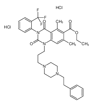 ethyl 5,7-dimethyl-2,4-dioxo-1-[3-[4-(2-phenylethyl)piperazin-1-yl]propyl]-3-[2-(trifluoromethyl)phenyl]quinazoline-6-carboxylate,dihydrochloride CAS:99661-28-6 manufacturer & supplier